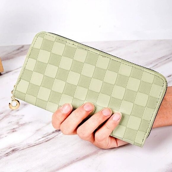Trendy Vegan Leather Checkered Pattern Zipper Wallet by Zenana - Picture 3 of 16